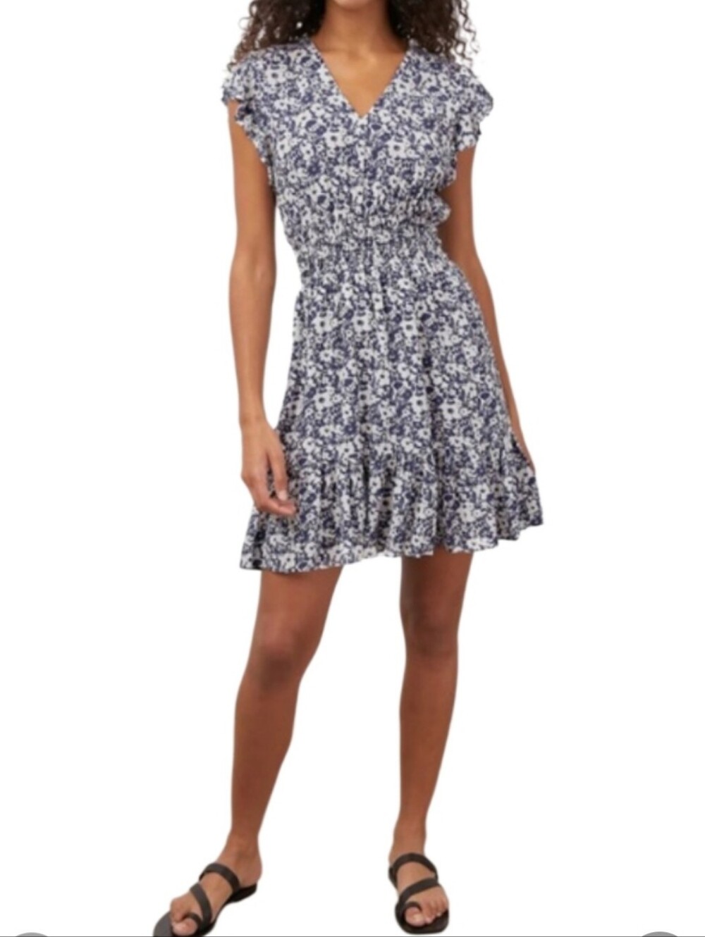 Rails "Tara" Dress, New! Size XL, White & Blue Ruffle